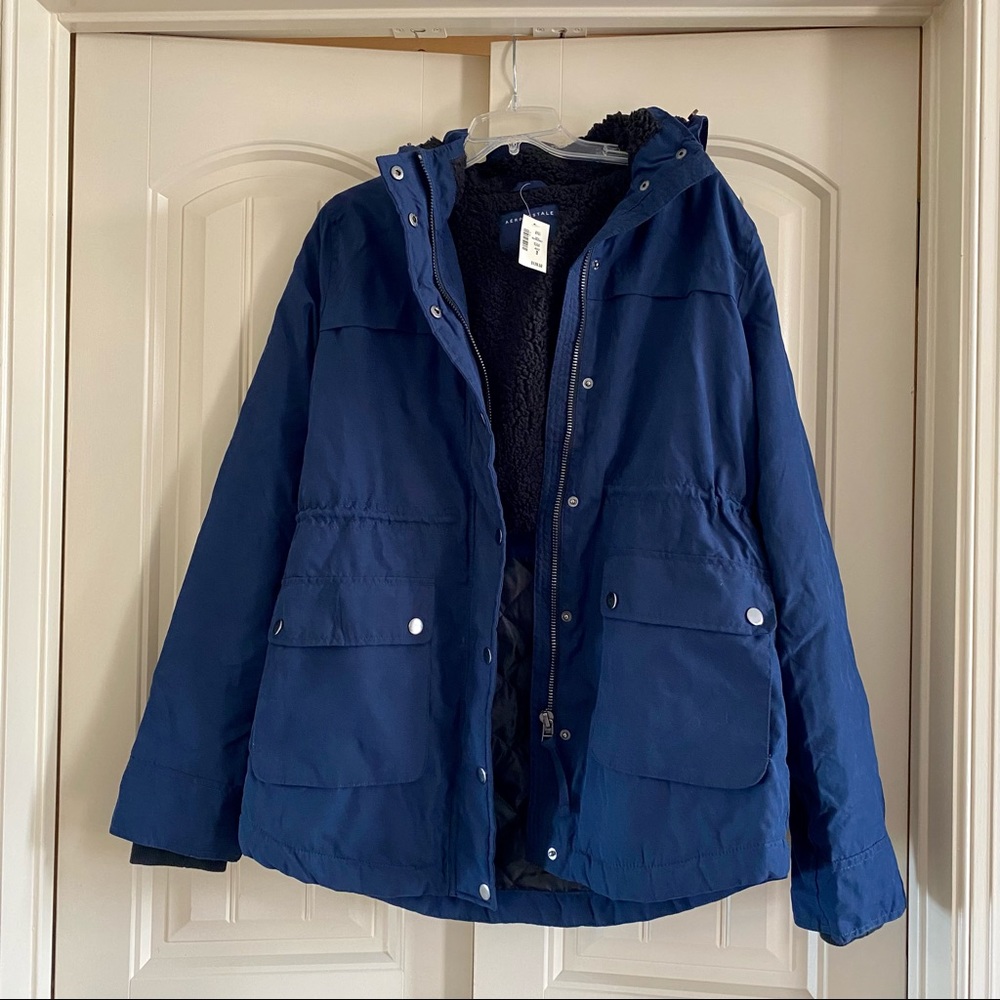 Navy Blue and Black Aeropostale Winter Jacket